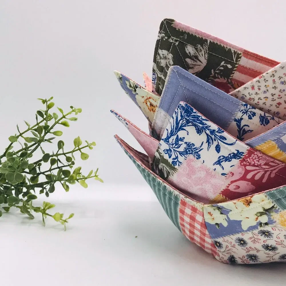 Microwave Soup Bowl Cozy: Reversible, Patchwork Rose Cottage Garden